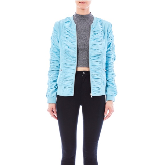 Solo Moda Ruched Bomber Jacket - Picture 3 of 8